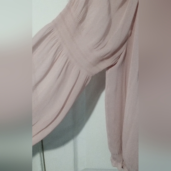 Express Light Pink Ruffle Trim Blouse - Picture 3 of 4